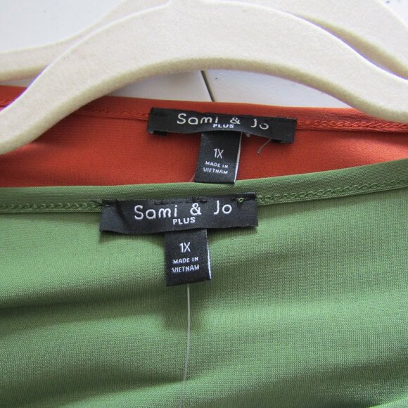 Sami & Jo Women's Cowl Neck Tank Top Set of 2 Green Orange 1X Business Casual - Picture 15 of 16